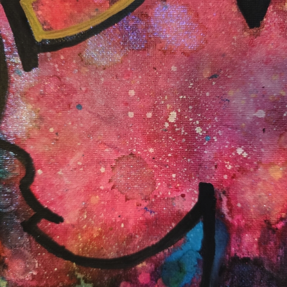 HANDCRAFTED Abstract Alien Painting HANDMADE & HANDPAINTED Wall Art Decor 15x30 - Picture 10 of 17